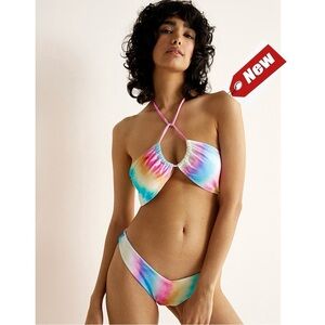 Quintsoul oasis of the seas cross back bandeau top bikini swimsuit set pastel